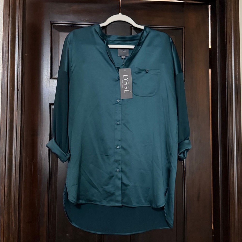 Lysse Teal Button-Up Blouse